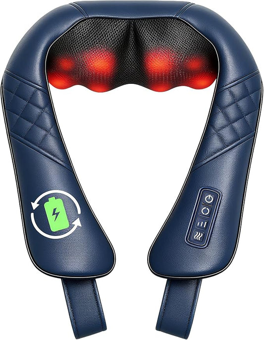 Beleduc Cordless Neck Massager for Pain Relief Deep Tissue, Shiatsu Neck and Back Massager with Heat, Portable Kneading Shoulder Massager, Gifts for Men Women Dad Mom
