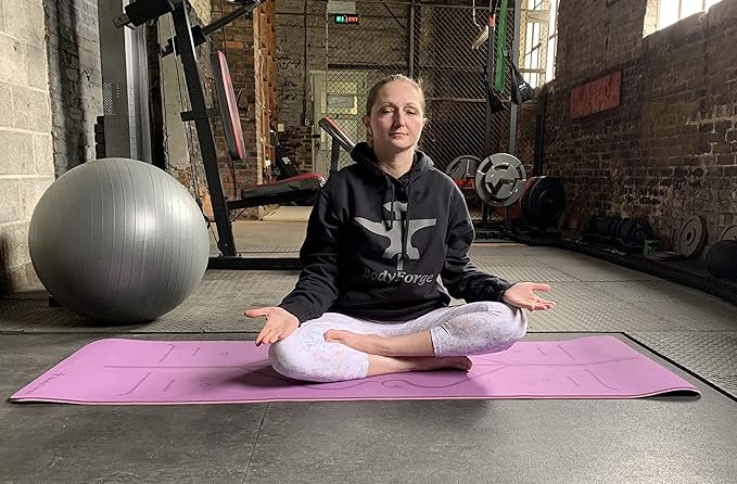 BodyForge Yoga Mat Thick Exercise Mat Thick 8mm TPE Eco-Friendly with Alignment Marks Non-Slip Extra Thick High-Density for Women and Men Workout Pilates