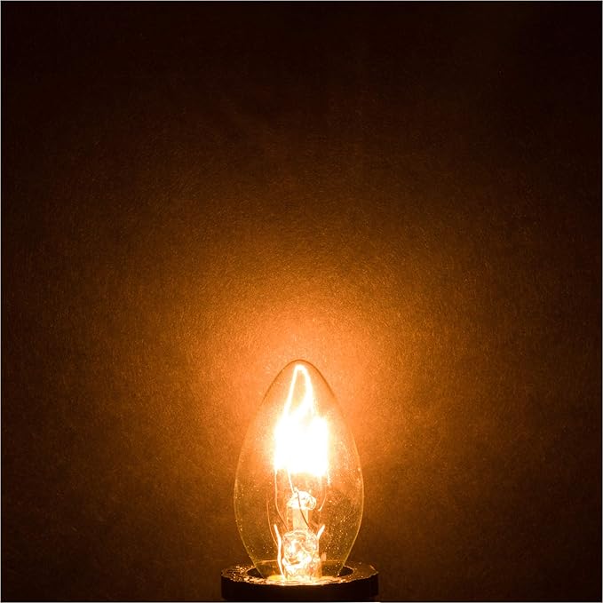 Simba Lighting C7 15W Replacement Bulb (12 Pack) for Himalayan Salt Rock and Basket, Plug In Aromatic Wax Warmer, Night Light, Clear Candle Shape, 120V, E12 Candelabra Base, Dimmable, 2700K Warm White - Bloomnest