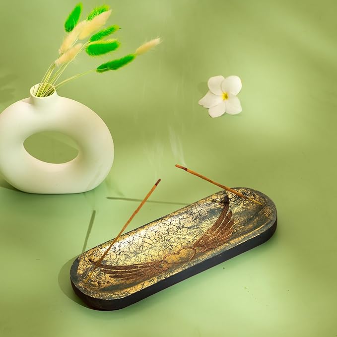 raajsee Incense Holder Hand Carved-Incense Burner Holder –Ash Catcher - Incense Stick Holder - Meditation & Yoga - Great Gift for Any Occasion Size 11x4 inch - Bloomnest