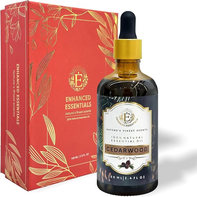 Luxurious Cedarwood Essential Oil by Enhanced Essentials|Pure & Natural|for Home,Diffusers,Skin,Aromatherapy, Bath,Massage,Perfume,Gifting,Soap & Candle Making|with Glass Dropper| 3.38 fl oz (100 ml) Bloomnest