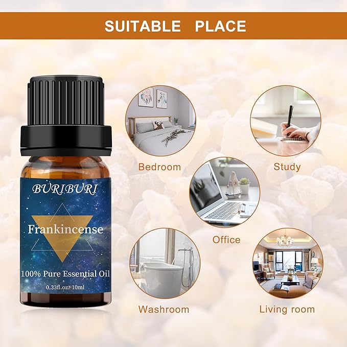 BURIBURI Frankincense Essential Oil 100% Pure, Undiluted, Natural, Organic Aromatherapy Frankincense Fragrance Oils 10ML BURIBURI
