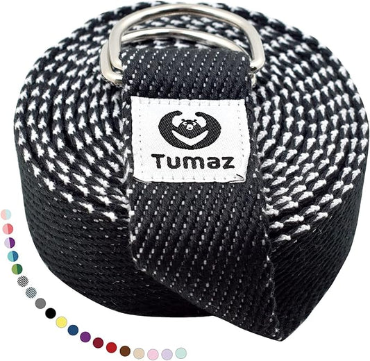 Tumaz Yoga Strap/Stretch Bands [15+ Colors, 6/8/10 Feet Options] with Extra Safe Adjustable D-Ring Buckle, Durable and Comfy Delicate Texture - Best for Daily Stretching, Physical Therapy, Fitness - Bloomnest