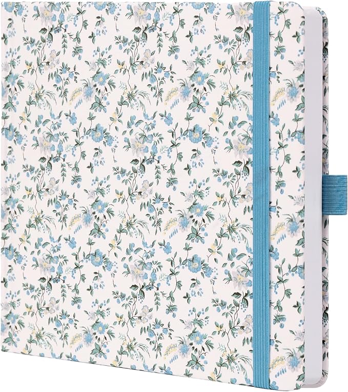 TIEFOSSI Dotted Journal Notebook, Dot Grid Notebook for Women Men, Fabric Flower Journal, 160 GSM Thick Paper, 160 Numbered Pages, 8 x 8 Square Diary - Bloomnest