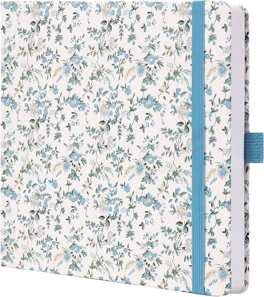 TIEFOSSI Dotted Journal Notebook, Dot Grid Notebook for Women Men, Fabric Flower Journal, 160 GSM Thick Paper, 160 Numbered Pages, 8 x 8 Square Diary - Bloomnest