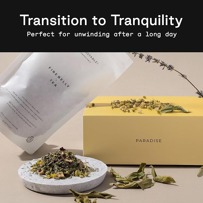 Firebelly Tea Paradise, Organic Chamomile, Lemon Verbena & Lavender Tea, Loose Leaf Herbal Blend, Caffeine Free, Relaxing Calming Tea for Evening & Sleep Support, 1.59oz - Bloomnest