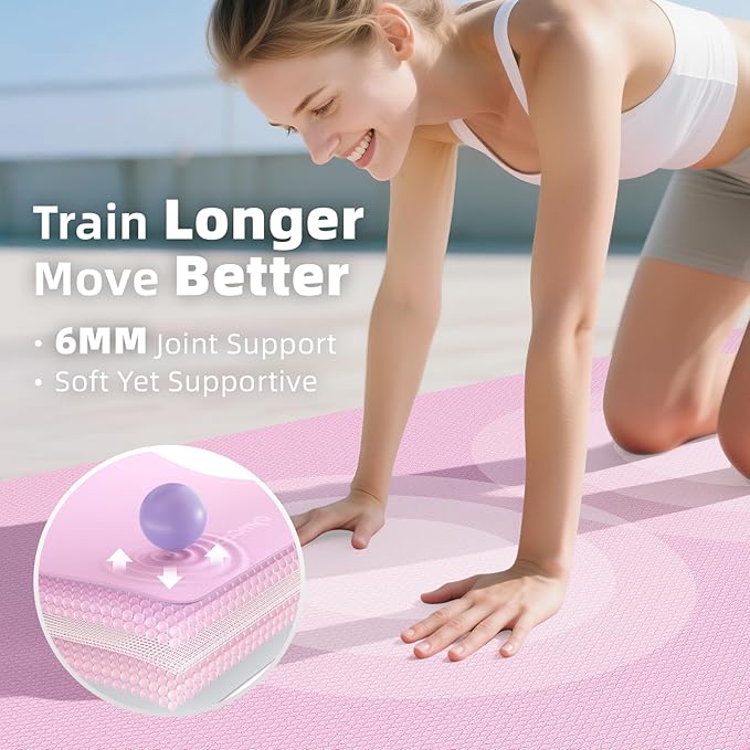 Extra Large TPE Yoga Mat 72"x35" / 78"x57" - Wide Non-Slip Mat for Yoga, Pilates & Home Gym, 6mm Thick Cushion for Comfort & Balance, Waterproof, Easy to Carry with Strap or Bag for Solo or Partner Workouts