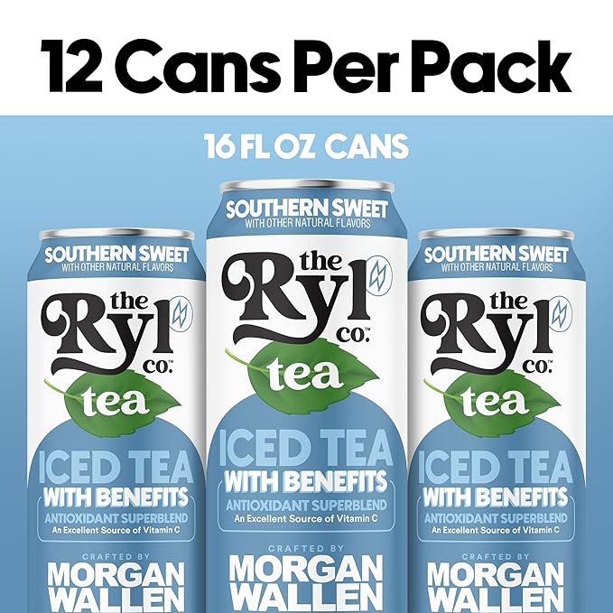 Ryl Iced Tea, Wallen's Sweet Tea, Antioxidant Superblend, No Artificial Ingredients, 16.0 Fl Oz (12-Pack) - Bloomnest