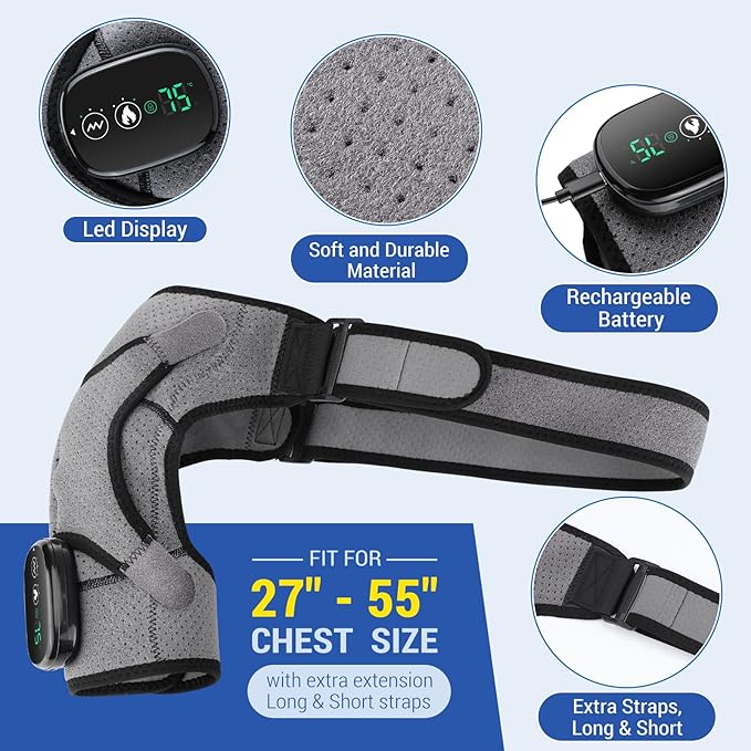 Shoulder Heating Pads for Rotator Cuff Pain, Heated Shoulder Wrap Brace for Men Women - Bloomnest