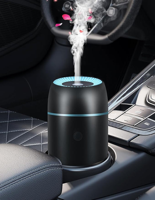 Car Diffuser for Essential Oils Portable Mini Ultrasonic Mist Humidifier 100ml USB Aromatherapy Diffuser Freshener with Colorful Lights for Small Space Home Office Bedroom (Black) - Bloomnest