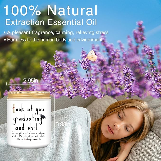 Graduation Gifts, 2025 Funny Graduation Gifts for Her Him, Best Grad High School Congratulations College Masters PhD Degree Nurse - Lavender Scented Candles - Bloomnest