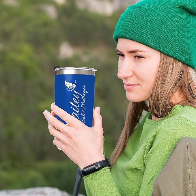 Custom Tumbler Personalized Coffee Tumbler Laser Engrave with Name 12 Designs Double Wall Insulated 20 oz Travel Cup Personalized Gifts for Birthday Christmas Anniversary for Men Women - Bloomnest