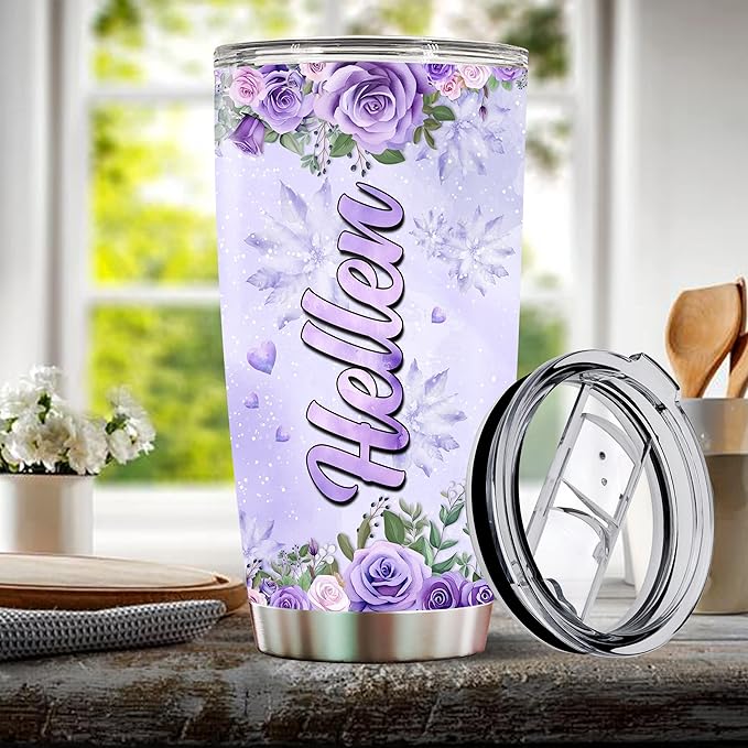 Personalized Penguin Tumbler Customized Name Penguins Water Bottles Gifts For Women Valentine Birthday Christmas Custom Glasses Mug Lover Gift 20oz Insulated Stainless Steel Coffee Cup With Lid - Bloomnest
