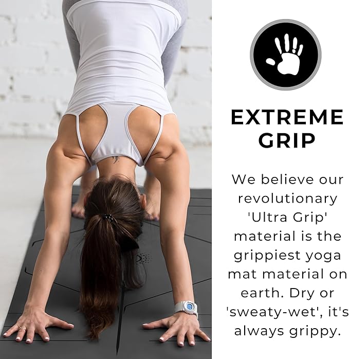 Plyopic. Ultra-Grip Pro Yoga Mat – EXTREME Non-Slip Performance - Dry Grip & Wet Grip - Alignment Lines - Comfortable & Sweat Resistant - For Yoga, Pilates, Exercise, Workout, Bikram & Hot Yoga - Bloomnest