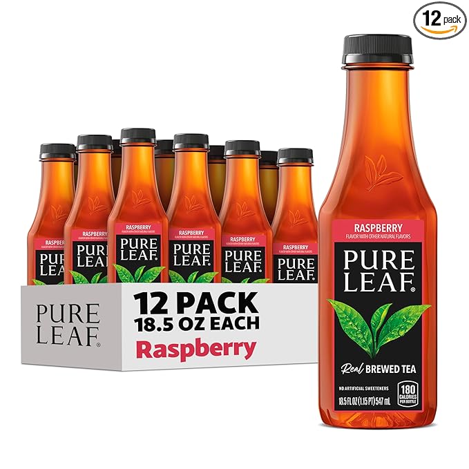 Pure Leaf Iced Tea, Raspberry, Real Brewed Tea, 18.5 Fl Oz Bottles (Pack of 12) - Bloomnest