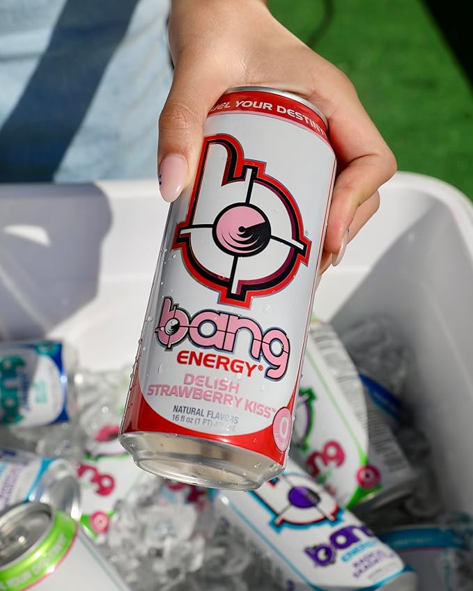 Bang Energy Delish Strawberry Kiss, Sugar-Free Energy Drink, 16 Fl Oz (Pack of 12) - Bloomnest