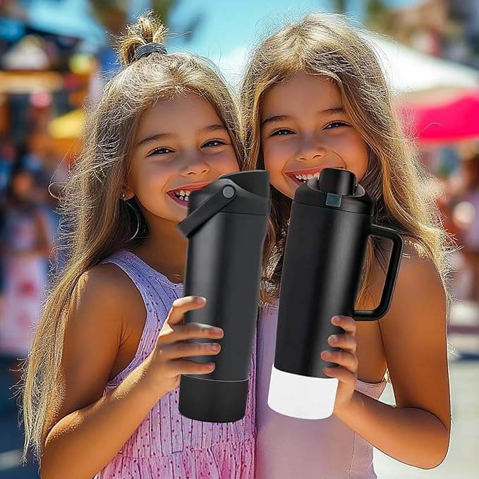 Mity rain 2PCS Protective Silicone Boots for Owala 30oz & 40oz FreeSip Sway Bottles & Tumblers - Accessories for owala, Enhances Stability & Prevents Scratches (Black & White) Mityrain