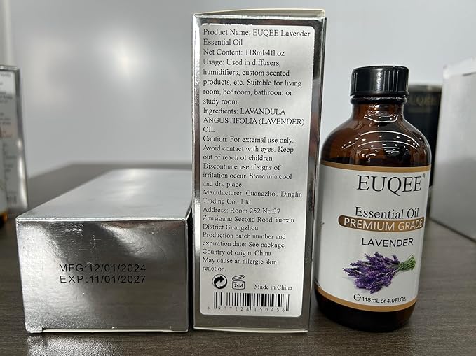 EUQEE Lavender Essential Oil 118mL Pure Lavender Oil Large Capacity Essential Oil with Glass Dropper for Diffuser, DIY Candle - 4Fl. Oz - Bloomnest