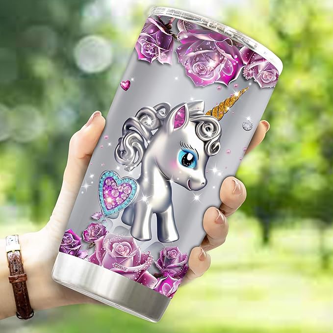 Personalized Unicorn Gifts for Adult Women Insulated Stainless Steel Tumbler Mug Cup Water Bottle Unique Gift for Mom Wife Daughter Funny Unicorns Christmas Birthday Mother's Day Valentine - Bloomnest