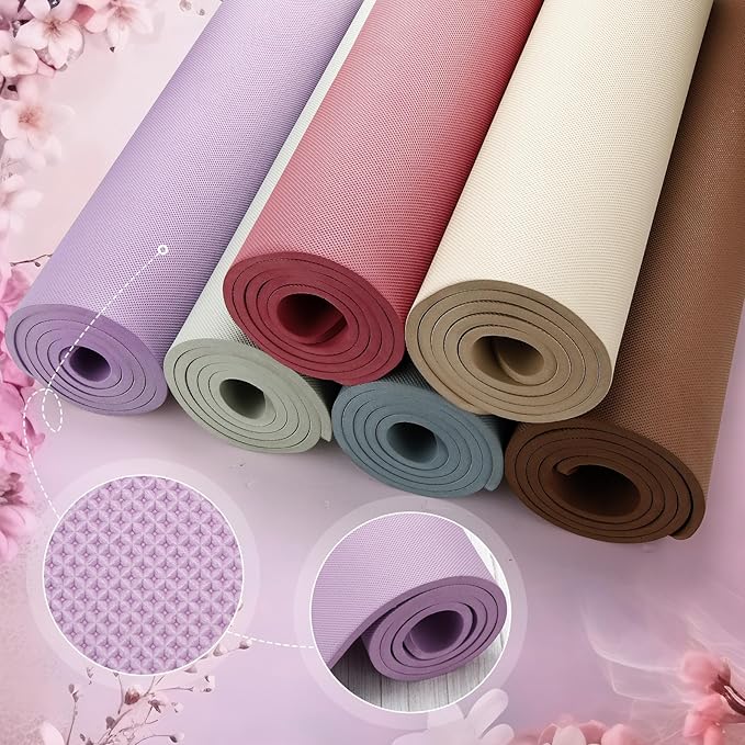 Timgle 6 Pcs 10mm Thick Yoga Mat Bulk, 68 x 24 Inches, Anti-Slip Tear-Resistant Exercise Mat for Adult Fitness, Stretching, Workout and Studio - Bloomnest