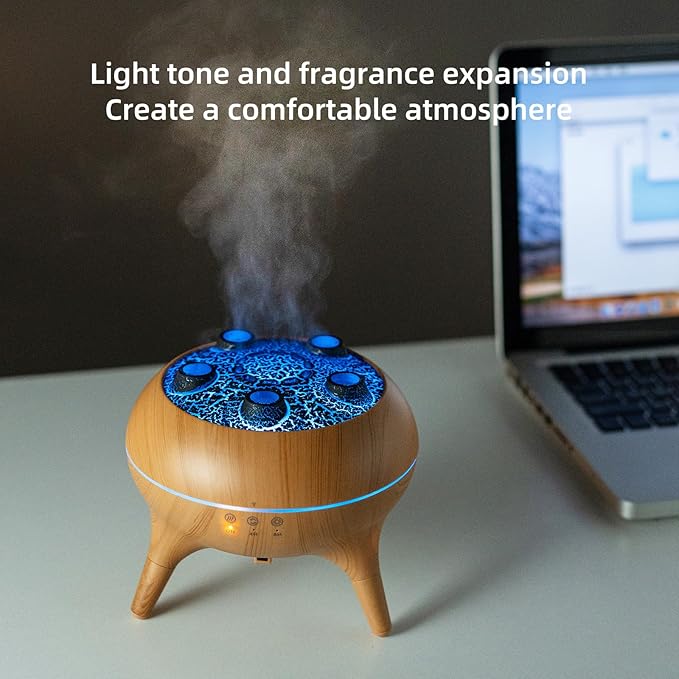 Essential Oil Diffuser 250ML,Jellyfish Diffuser Air Humidifiers Sound Pickup Ultrasonic Aromatherapy Diffuser Remote Control 7 Color Lights for Home Bedroom Office Hotel(Wood Color) - Bloomnest