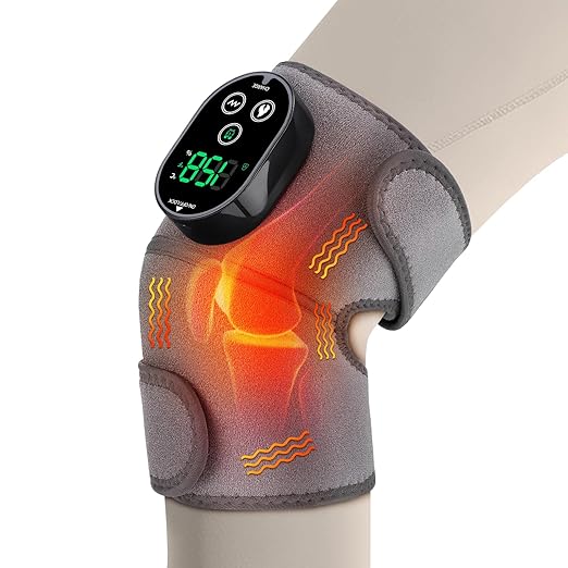 Cordless Heated Knee Massager 3-in-1 Electric Knee Massager with Heat Heating Pad Elbow Shoulder Pain Relief,Heated Knee Brace for Arthritis with Massage with 3 Vibration & 6 Heating Modes - Bloomnest
