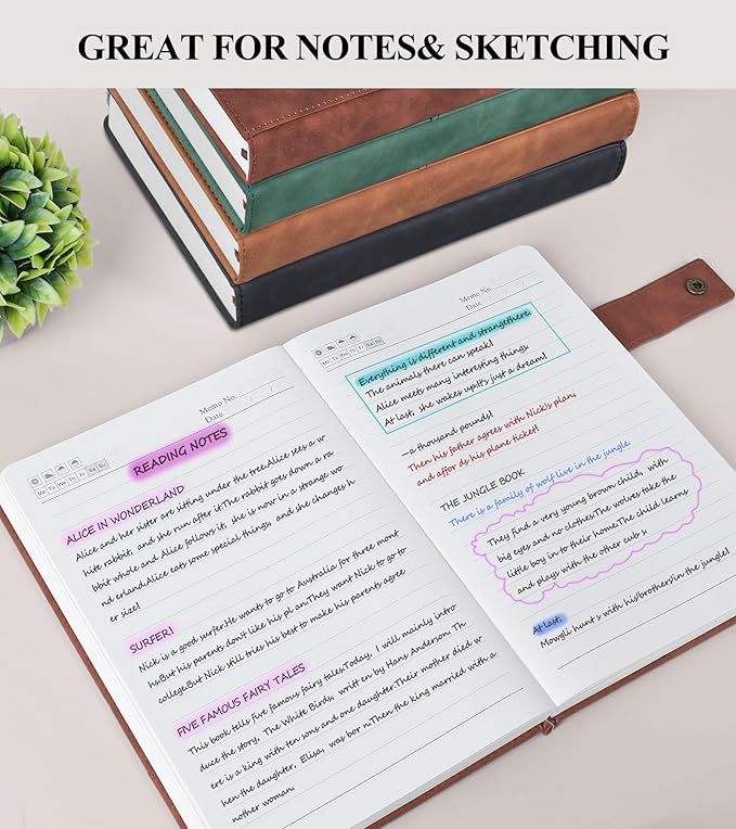 365 Page Thick Lined Journal Notebook for Men Women, A4 Large Leather Journals for Writing, Hardcover Notebooks for Work, School, Note Taking, Business, Travel Diary, College Ruled 8.5" x 11" - Bloomnest