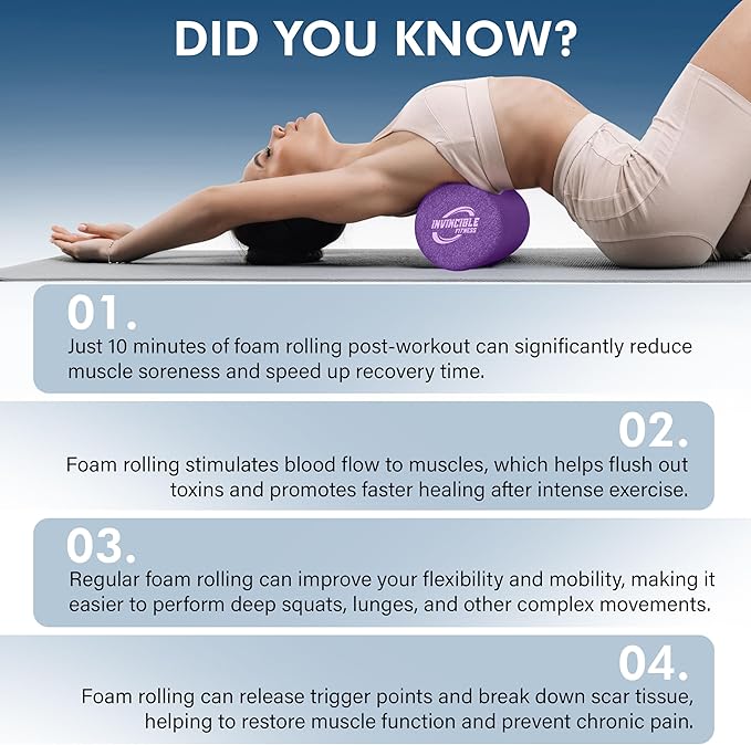 Invincible Fitness EPP Foam Roller for Deep Tissue Massage – Enhance Recovery, Relieve Pain, and Boost Mobility for a Stronger, Healthier You (Purple) - Bloomnest