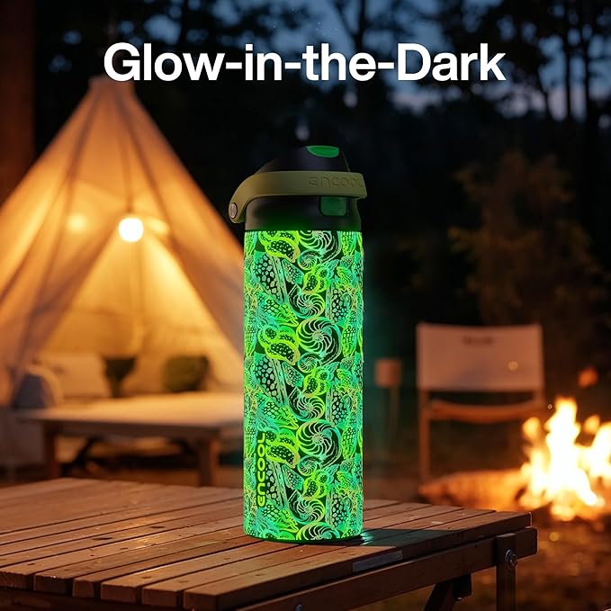 ENCOOL Leakproof Insulated Water Bottle with Straw Dual-Sip Water Bottle Bag-Safe Design for Work, Commute & Gym – Keeps Drinks Cold All Day, 24 oz, Neon Conch ENCOOL