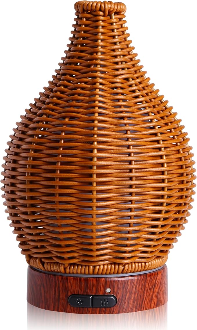 Handwoven Essential Oil Diffuser, Aromatherapy Diffuser for Home Office Decor, Birthday Gifts for Women, Moms and Grandmas Cool Mist Humidifier with 7-Color Lights, Waterless Auto-Off Air Diffusers Kobodon