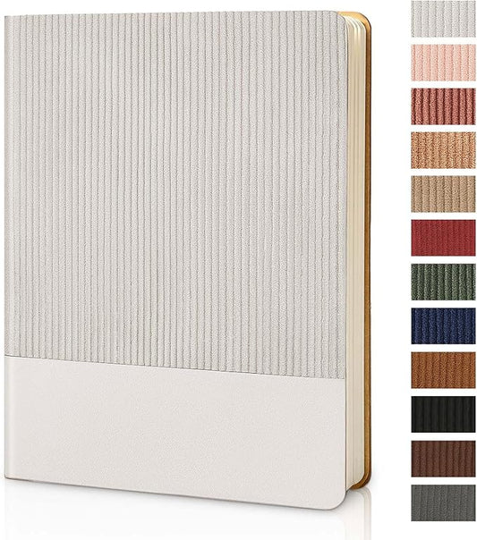 Lined Journal Notebook for Work College Ruled Note Book 7.2"x9.6" B5 PU Leather Daily Journaling 160 Pages for Women Men Writing Home School Supplies Business (Grey) - Bloomnest