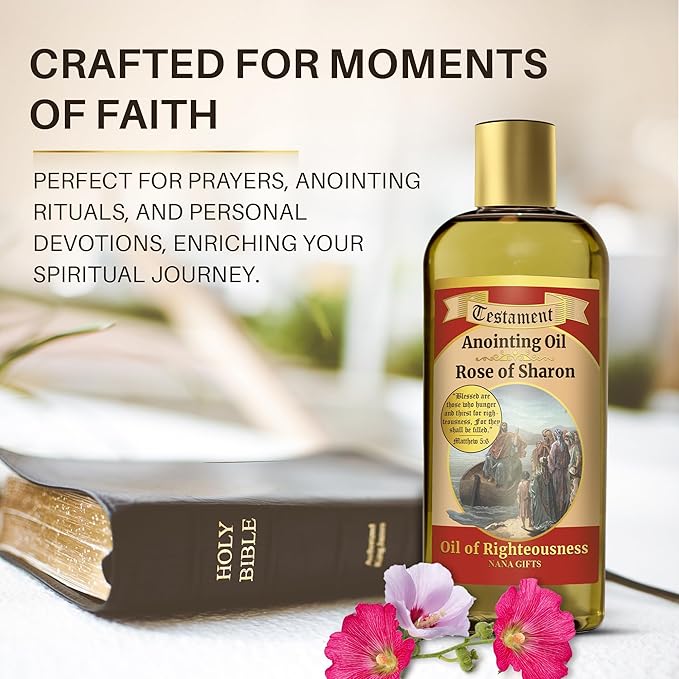 Nana Gifts Testament Anointing Oil, Rose of Sharon, Oil of Righteousness, Excellent Value Large Bottle Size 8.45 fl.oz | 250 ml - Bloomnest