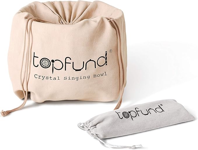 TOPFUND 432 Hz A Note Crystal Singing Bowl 10 inch Third Eye Chakra with Heavy Duty Carrying Case and Suede Mallet