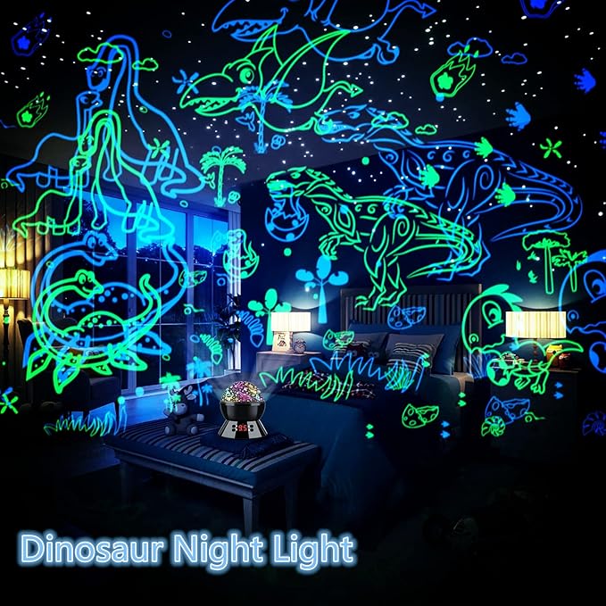 Dinosaur Night Light Projector for Kids Toys for Boys Room, 360 Degree Rotation with 17 Colors Dino Projection Light for Toddler Nightlight Lamp Birthday Gifts for Boys Bedroom Decor - Bloomnest