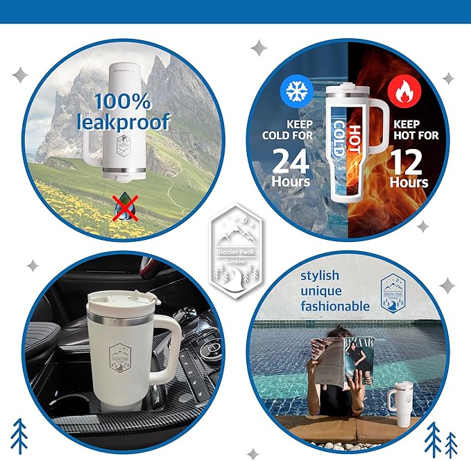 40 oz Tumbler with Handle and Straw - Durable Stainless Steel Design - Double-Wall Insulated - Includes Tumbler Bag/Carrier with Strap - Ideal for Travel, Office, Outdoor Activities - Bloomnest