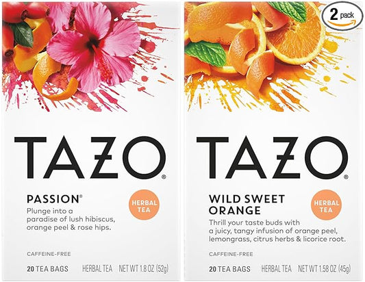 TAZO Tea Bags, Passion & Wild Sweet Orange Herbal Tea 20CT (1ea) (Variety Pack) - Bloomnest