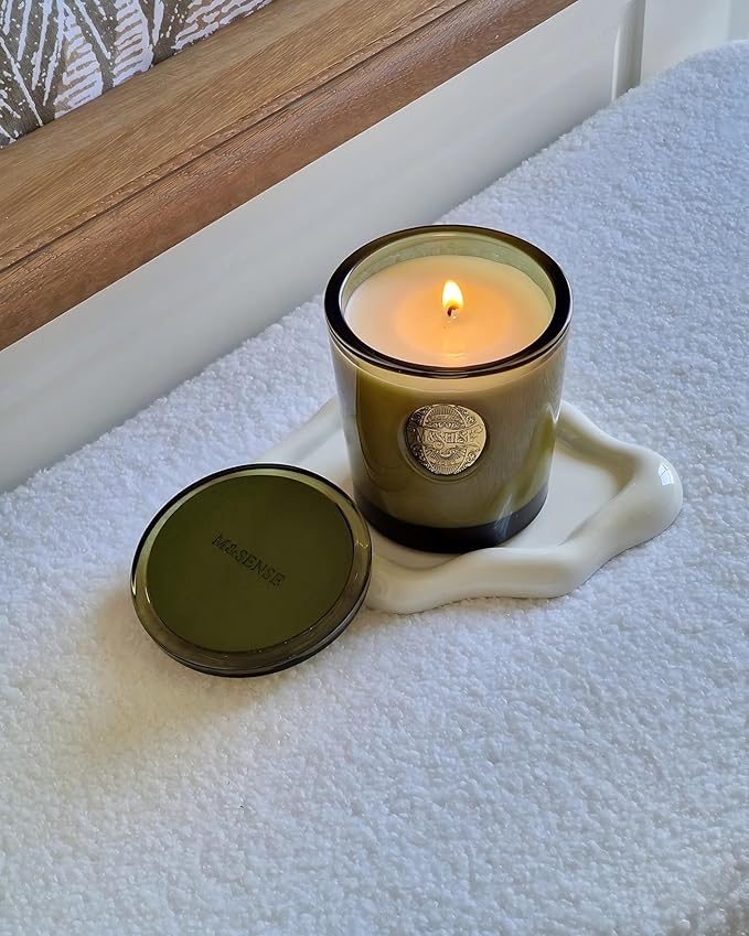 M&SENSE Natural Strong Soy Candle | Sandalwood Jasmine & Green | 9.2 oz, 50H Burn Time | Luxury Candle for Relaxation, Gifting, Home Décor | Ideal for Bedroom, Office, Party Ambiance - Bloomnest