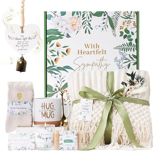 Sympathy Gifts for Loss of Loved One Care Package for Women Sympathy Gift Baskets Bereavement Miscarriage Grief Condolences Gifts for Mother Friend Sorry for Your Loss Basket with Memorial Wind Chimes - Bloomnest