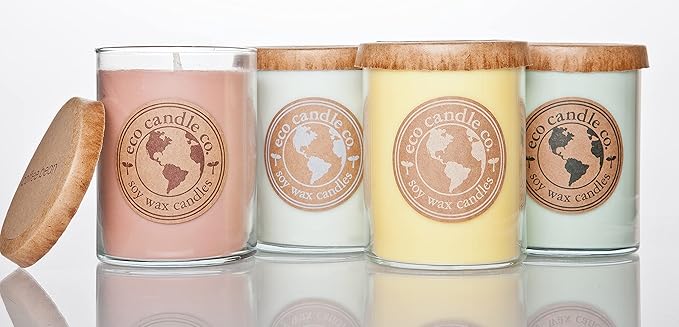 ECO CANDLE CO. Recycled Candle, Seagrass, 18 oz. Double Wick - Scents of Coconut, Jasmine, Eucalyptus, Vetiver, Driftwood, & Seaweed - 100% Soy Wax, No Lead, Kraft Paper Label & Lid, Hand Made - Bloomnest