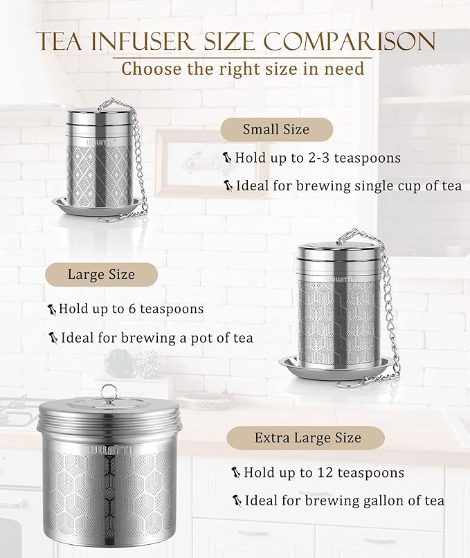 Tea Infusers for Loose Tea, 18/8 Stainless Steel Tea Strainer Set, Extra Fine Mesh Tea Steeper for Brew Tea, Spices & Seasoning