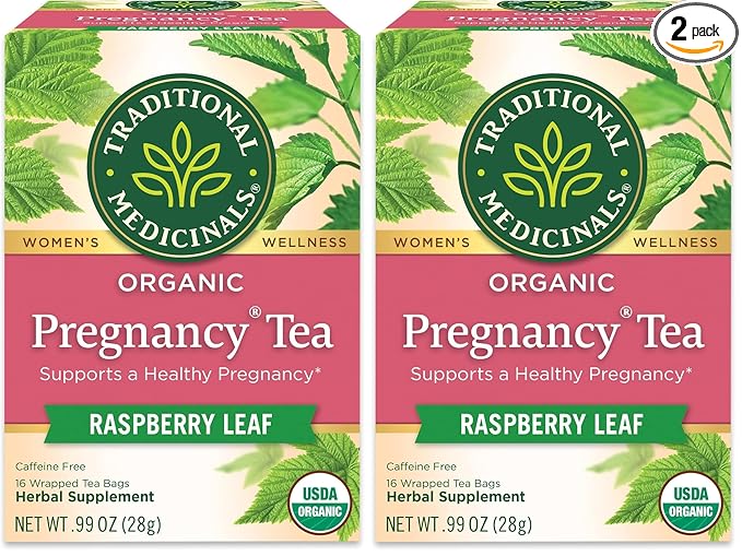 Traditional Medicinals Tea, Organic Pregnancy Tea, Supports a Healthy Pregnancy, Raspberry Leaf and Spearmint, 16 Bags (Pack of 2) - Bloomnest