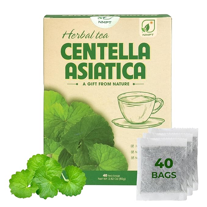 NMPT Centella Asiatica Leaf Tea, 100% Hand Pick, Organic Herbal Tea, 40 Count, Freeze Drying, Gluten Free, Dairy Free, No Sugar Added, Energy Boost & Health Support, 0.07 Oz Each - Bloomnest