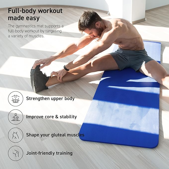 Yoga Mat Premium Non Slip Thick – Extra Comfortable Exercise Mat for Home Workouts, Pilates, Stretching & Gym – Cushioned NBR Foam, Gym Mat with Strap, for Women & Men - Bloomnest