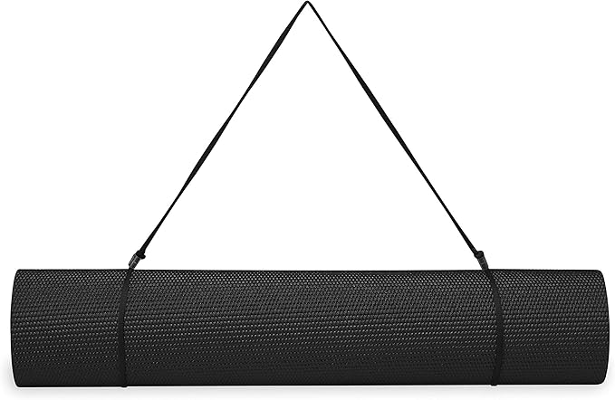 Gaiam Essentials Thick 2/5" (10mm) and Thin 1/4" (6mm) Yoga & Pilates, Fitness & Exercise Mat with Easy-Cinch Carrier Strap