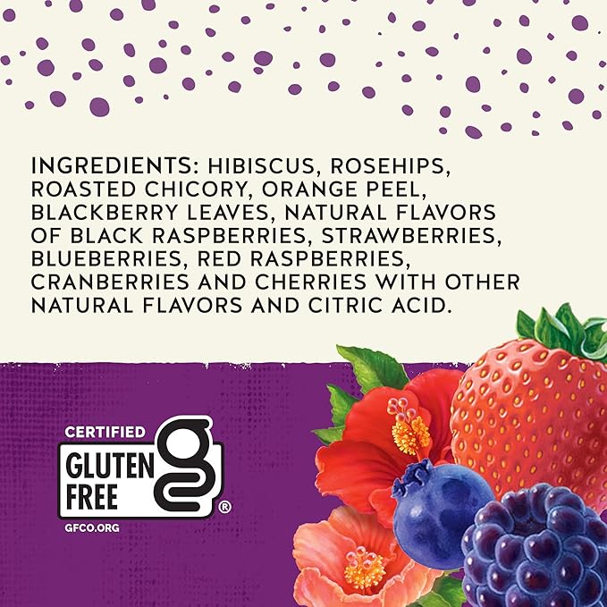 Celestial Seasonings Wild Berry Zinger Herbal Tea, Caffeine Free, 20 Tea Bags Box - Bloomnest