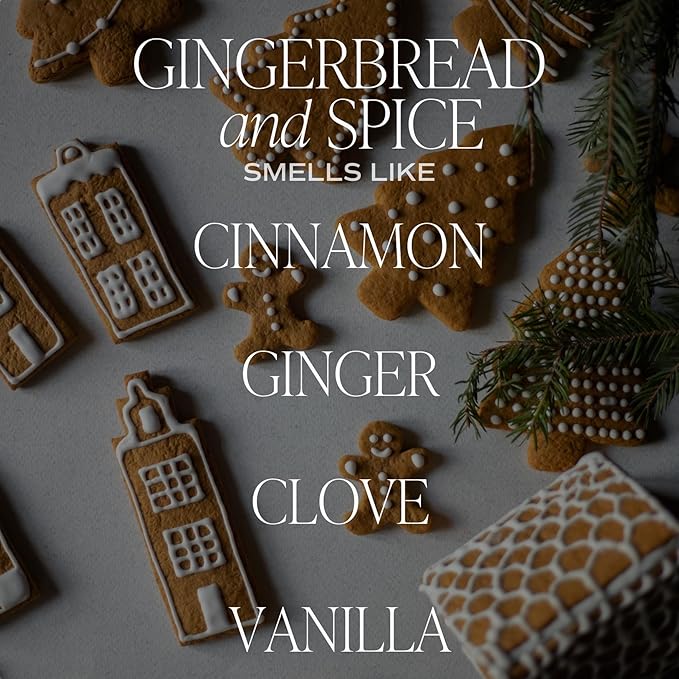 Sweet Water Decor Gingerbread and Spice Candle - Orange, Lemon, and Gingerbread Soy Christmas Candles - Gold Foil Pattern 9oz Clear Jar, 40 Hour Burn Time, Made in The USA - Bloomnest