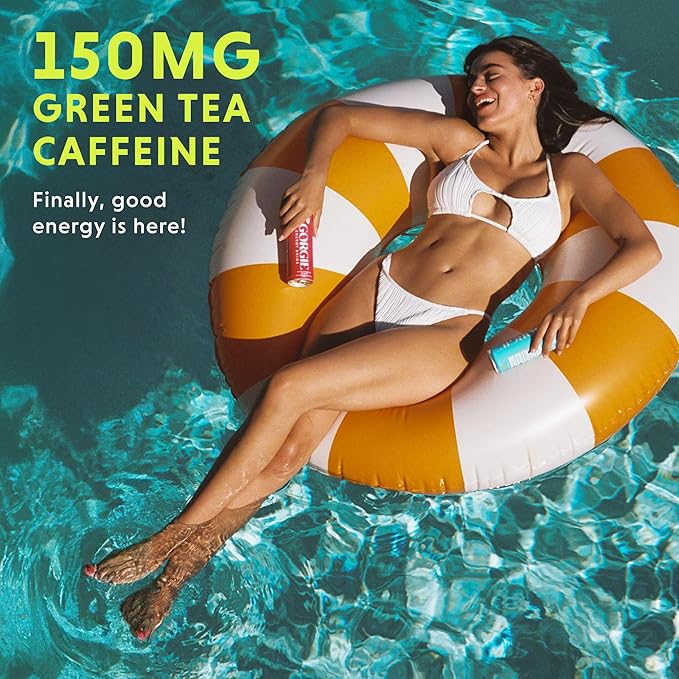 GORGIE Original Variety, Sugar-Free Natural Energy Drink Sparkling, Healthy Energy Drinks - Green Tea, Biotin, B Vitamins -150mg Caffeine, Vegan, & Low Calorie (Pack of 12) - Bloomnest