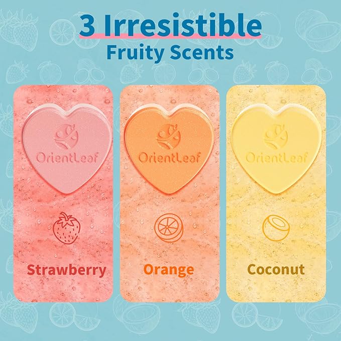 Bath Bombs for Women, Stocking Stuffers, Bath Bombs Fruit Scented Strawberry, Orange, Coconut, 6 x 2 oz - Bloomnest