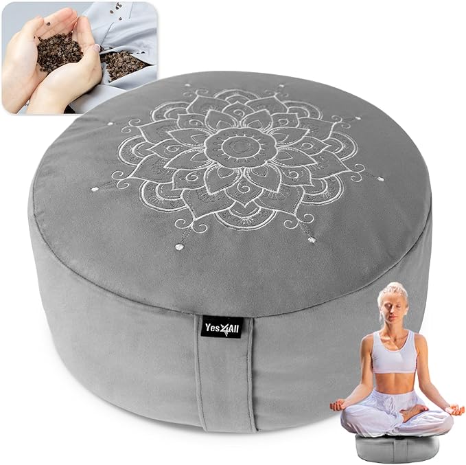 Yes4All Meditation Cushion, Floor Pillow Foam Zafu Buckwheat, Mandala Pattern Yoga Meditation Bolster Pillows, Floor Cushions - Bloomnest