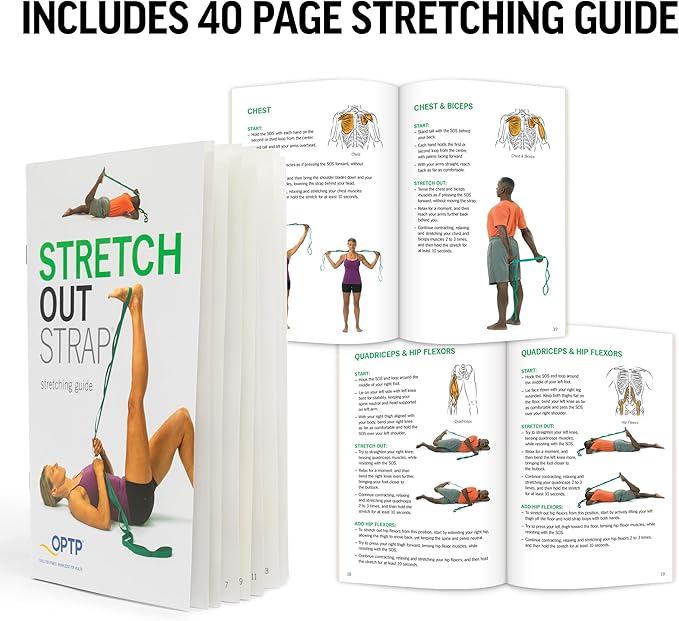 OPTP The Original Stretch Out Strap with Exercise Book, for Flexibility and Mobility Exercises. Stretch Out Straps for Physical Therapy, Yoga Stretching Strap and Knee Therapy Strap. Made in the USA - Bloomnest